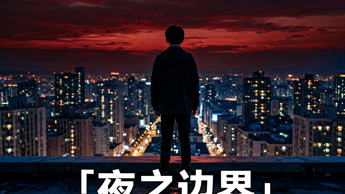 一本封面以暗红色为主色调的漫画作品，封面上是一名背影少年站在城市天台边缘俯瞰夜景，标题文字醒目地印在画面下方
